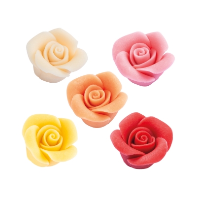 Petites roses en pâte d'amandes, ass. 1 X48 pcs - Ø 27mm 