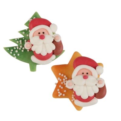 Pères-Noël sur étoile et sapin 1 X48 pcs - 45 x 45 x 15 mm 