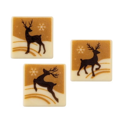 Carrés cerf en chocolat blanc, assortis 1 X 128 pcs 