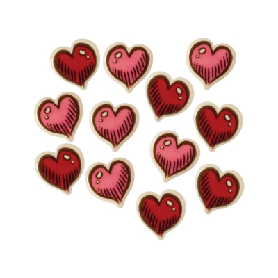 Coeurs en chocolat blanc, assortis 1 X 240 pcs 