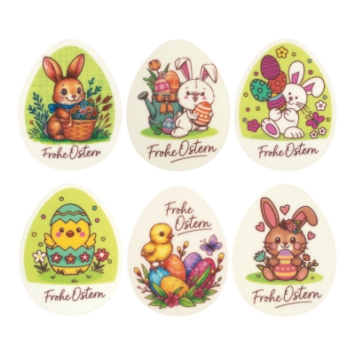 Plaquettes  Frohe Ostern  en masse de sucre 1 X 12 pcs 