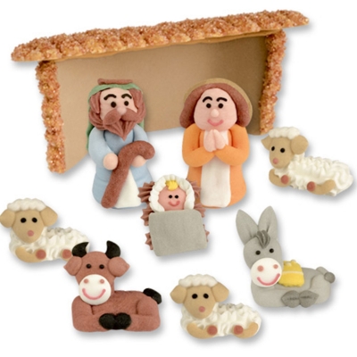 Kit Crèche de Noël en sucre  1 X36 pcs (4x9 Crèches complètes) 