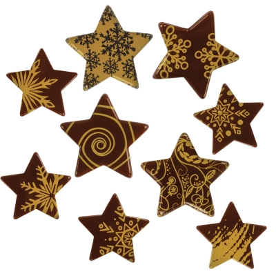 Étoiles dorées en chocolat noir ass. Petits (80 pcs) et grands (56 pcs) 1 X136 pcs 