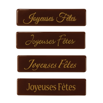 Plaquettes en chocolat noir, Joyeuses Fêtes  1 X128 pcs - 60 x 15 mm 