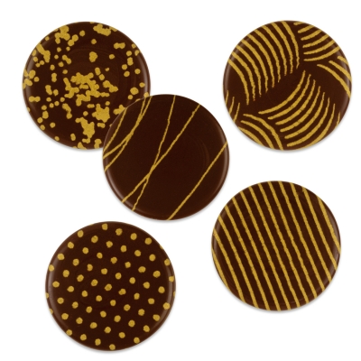 Plaquettes rondes or, chocolat noir 1 X120 pcs - Ø 30 mm 