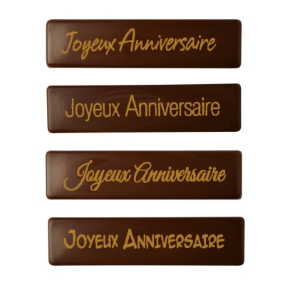 Plaquettes en chocolat noir Joyeux Anniversaire  1 X128 pcs - 60 x 15 x 2 mm 
