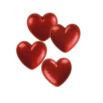 Petit coeur en chocolat blanc (demi 3D), rouge 1 X264 pcs - 21 x 20 x 5 mm 