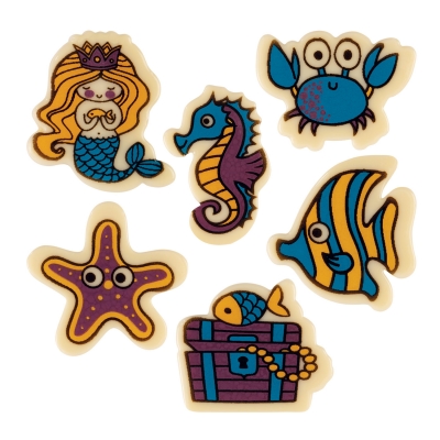 Animaux Marins ass. En chocolat blanc 1 X96 pcs - 28-39 x 30-46 mm 